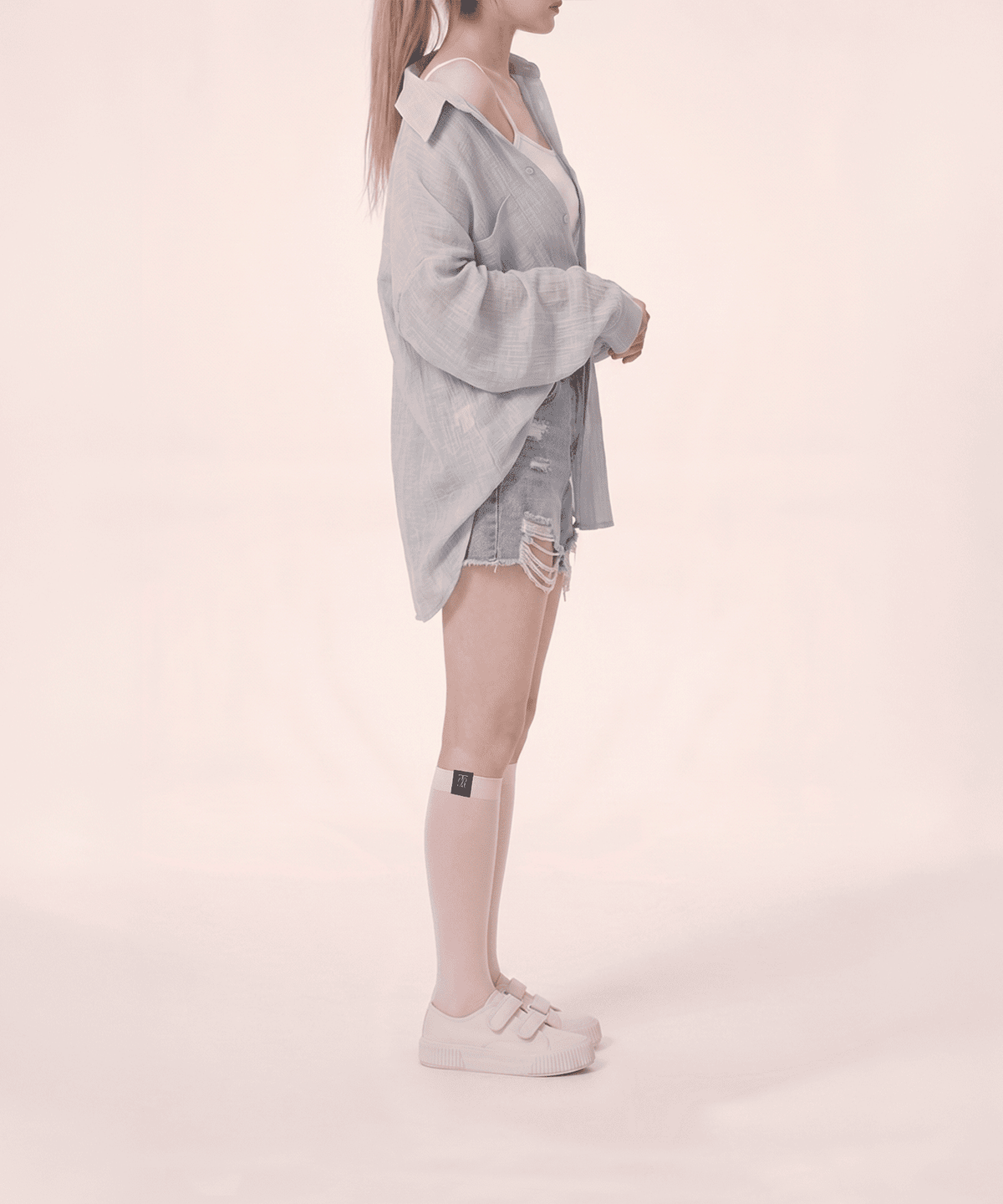 로맨틱타이거(ROMANTIC TIGER) Basic Knee Color Tights (lightpink)
