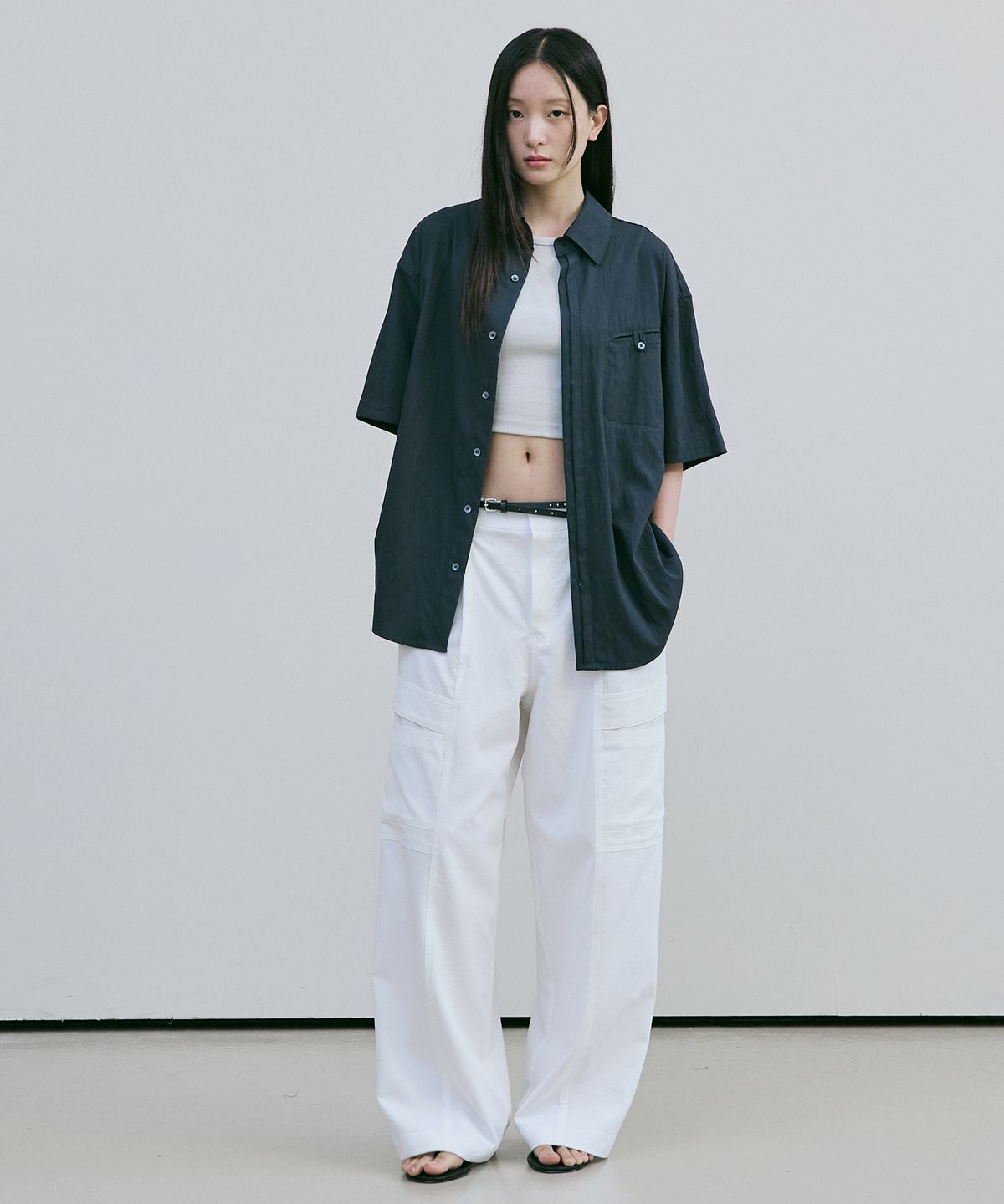 베르드누아(BER DE NOIR) 모노 카고 팬츠 (화이트)