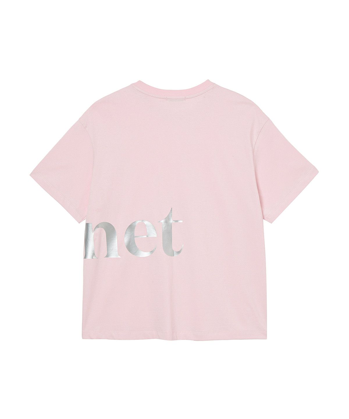다이닛(DEINET) SILVER LOGO T-SHIRT IN LIGHT PINK