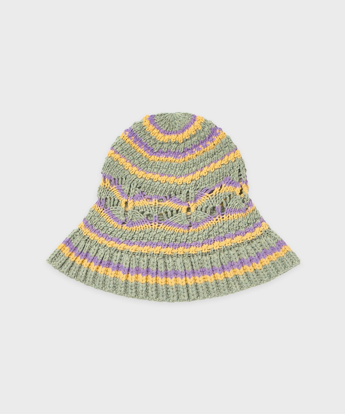 시눈(SINOON) Striped Crochet Beanie (Green)