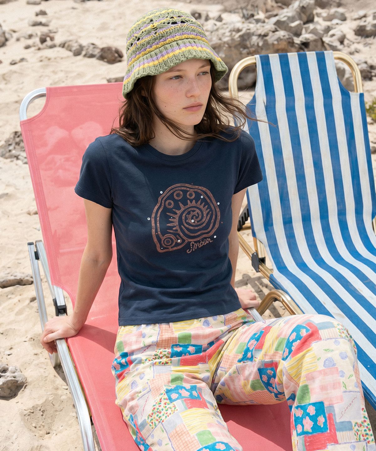 시눈(SINOON) Spiral Hotfix T-shirt (Navy)