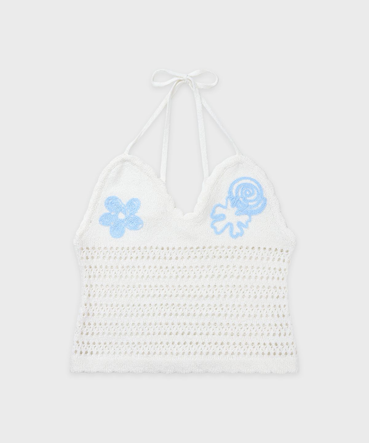 시눈(SINOON) Rose Garden Knit Halter Top (White)