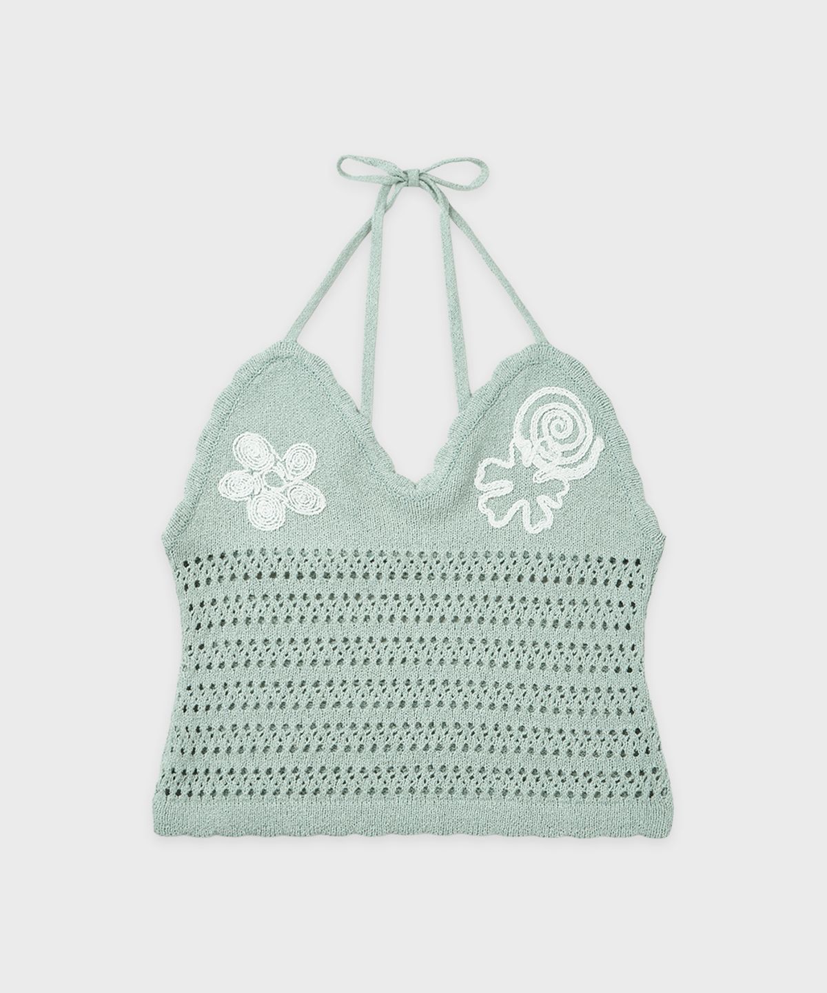 시눈(SINOON) Rose Garden Knit Halter Top (Mint)
