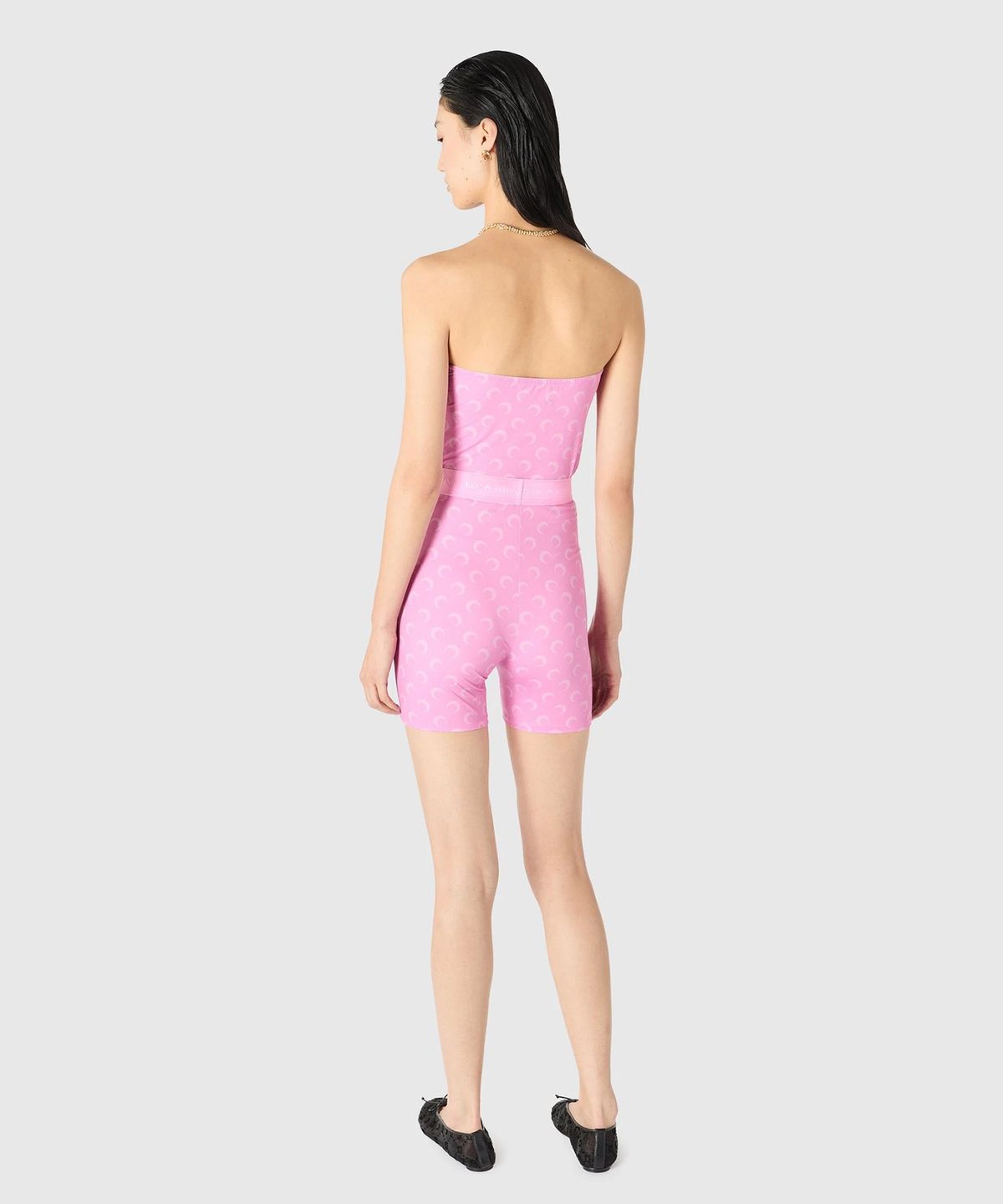 마린 세르(MARINE SERRE) (W) 문 프린티드 저지 뷔스티에 탑 핑크 MOON PRINTED JERSEY BUSTIER TOP PK30 PINK