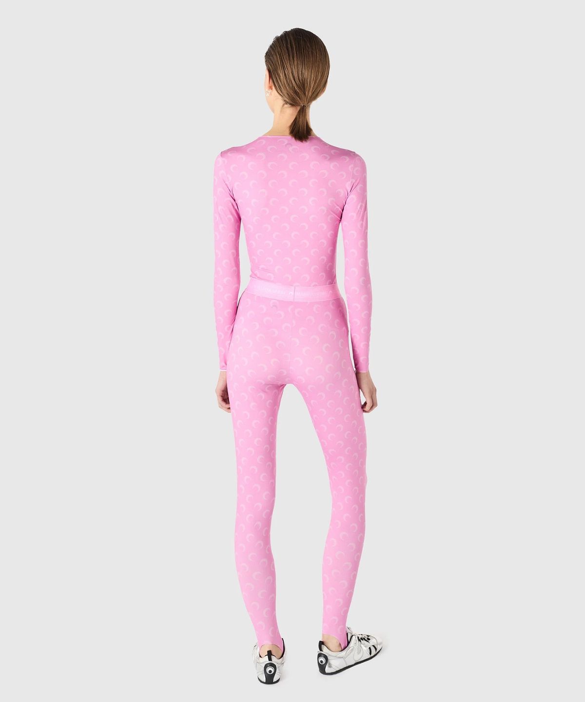 마린 세르(MARINE SERRE) (W) 문 프린티드 저지 롱슬리브 크루넥 탑 핑크 MOON PRINTED JERSEY LS CREWNECK TOP PK30 PINK