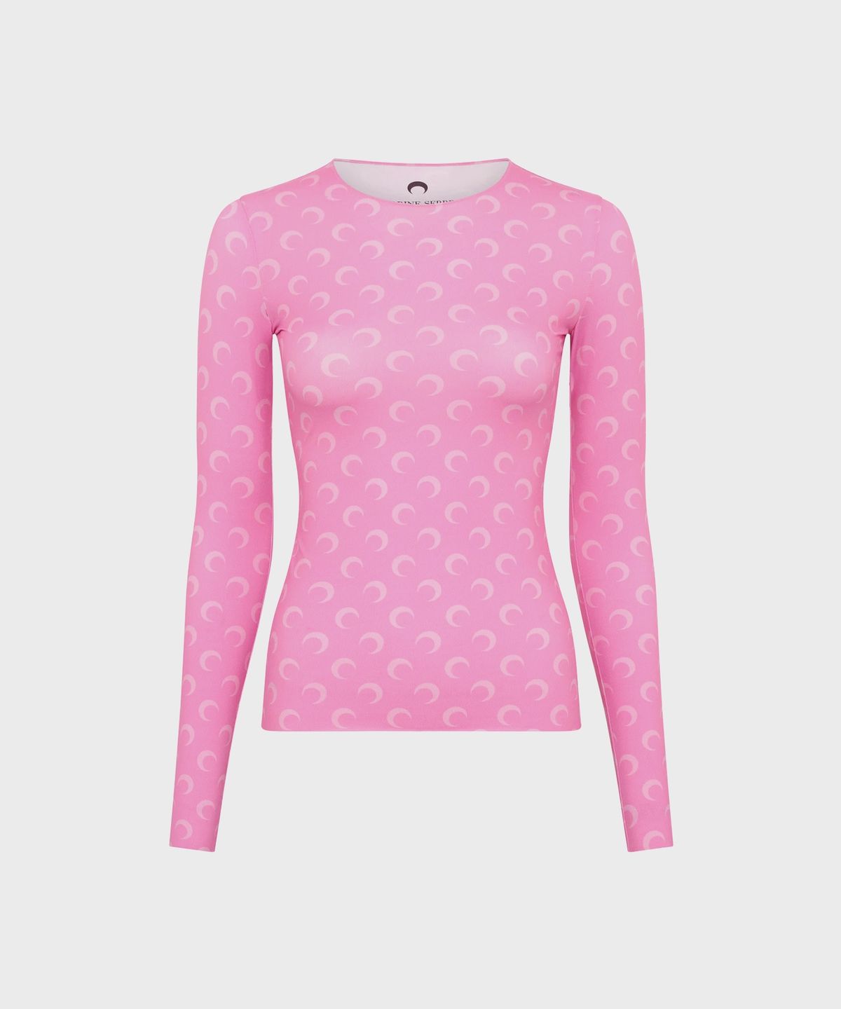 마린 세르(MARINE SERRE) (W) 문 프린티드 저지 롱슬리브 크루넥 탑 핑크 MOON PRINTED JERSEY LS CREWNECK TOP PK30 PINK