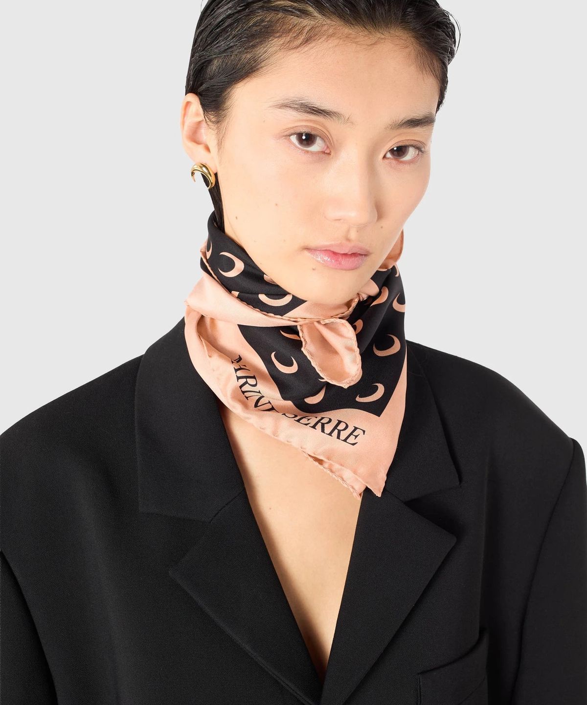마린 세르(MARINE SERRE) (U) 문 실크 스카프 인버스 탄 MOON SILK SCARF IT99 INVERSE TAN