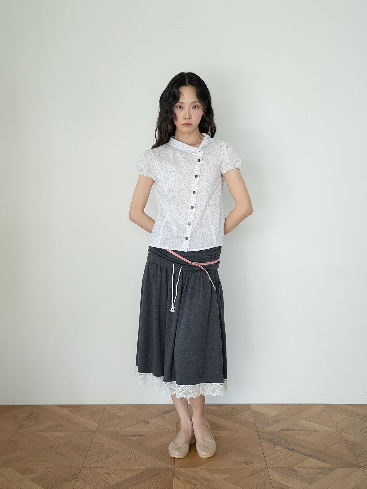 온스카(ONSKA) 2 WAY LACE TUBE SKIRT (CHARCOAL)