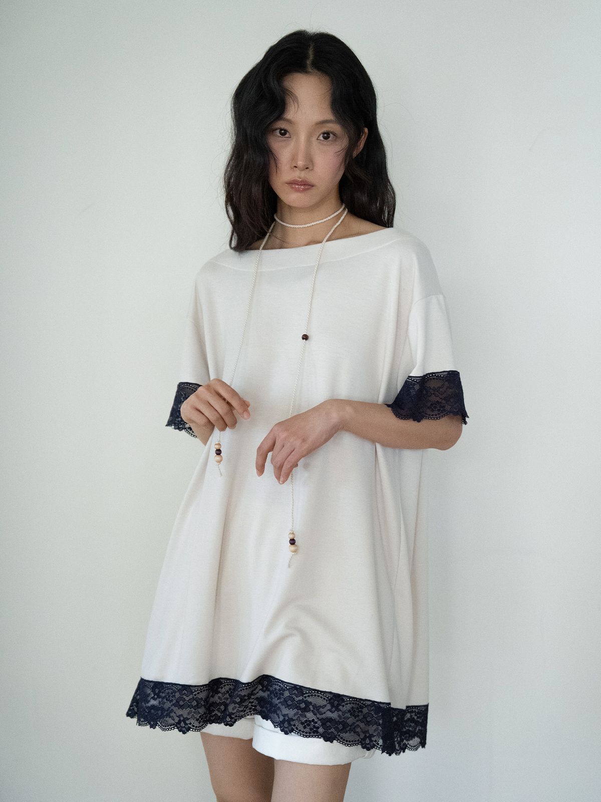 온스카(ONSKA) LACE LOOSE T (BEIGE)
