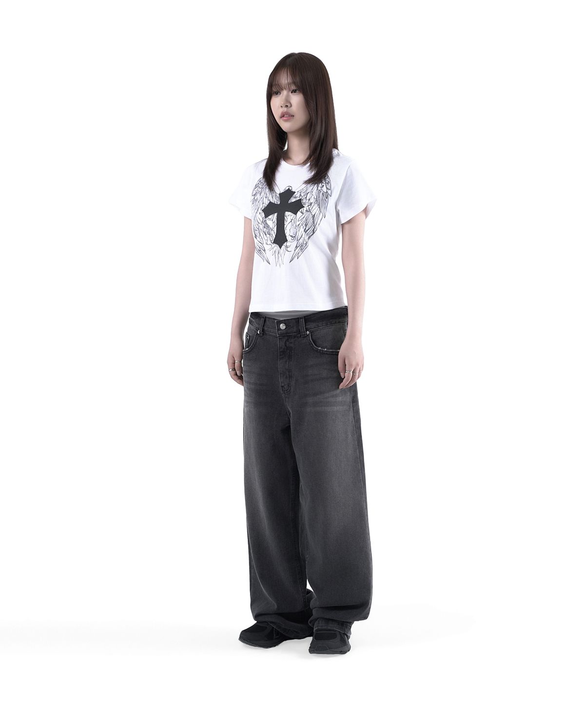 슬로우 레코드 하우스(SLOW RECORD HOUSE) 크로스 윙 티셔츠_화이트