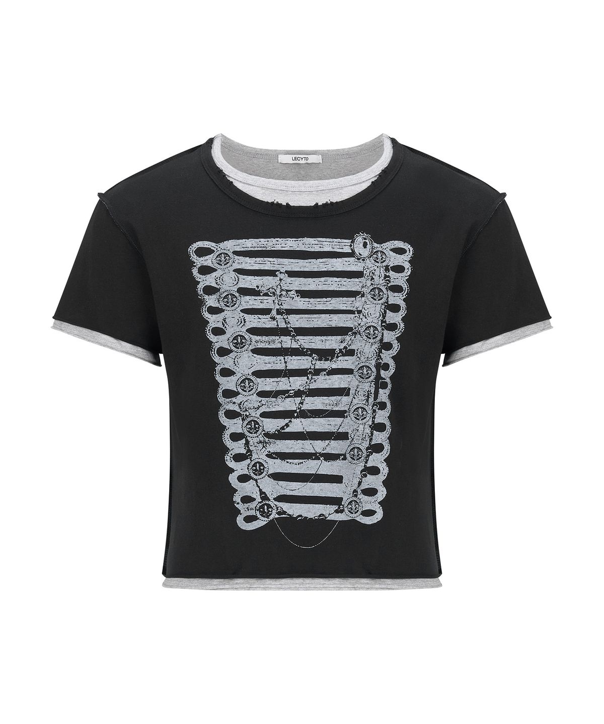 레씨토(LECYTO) Monarque Layered T-Shirt_[Black]