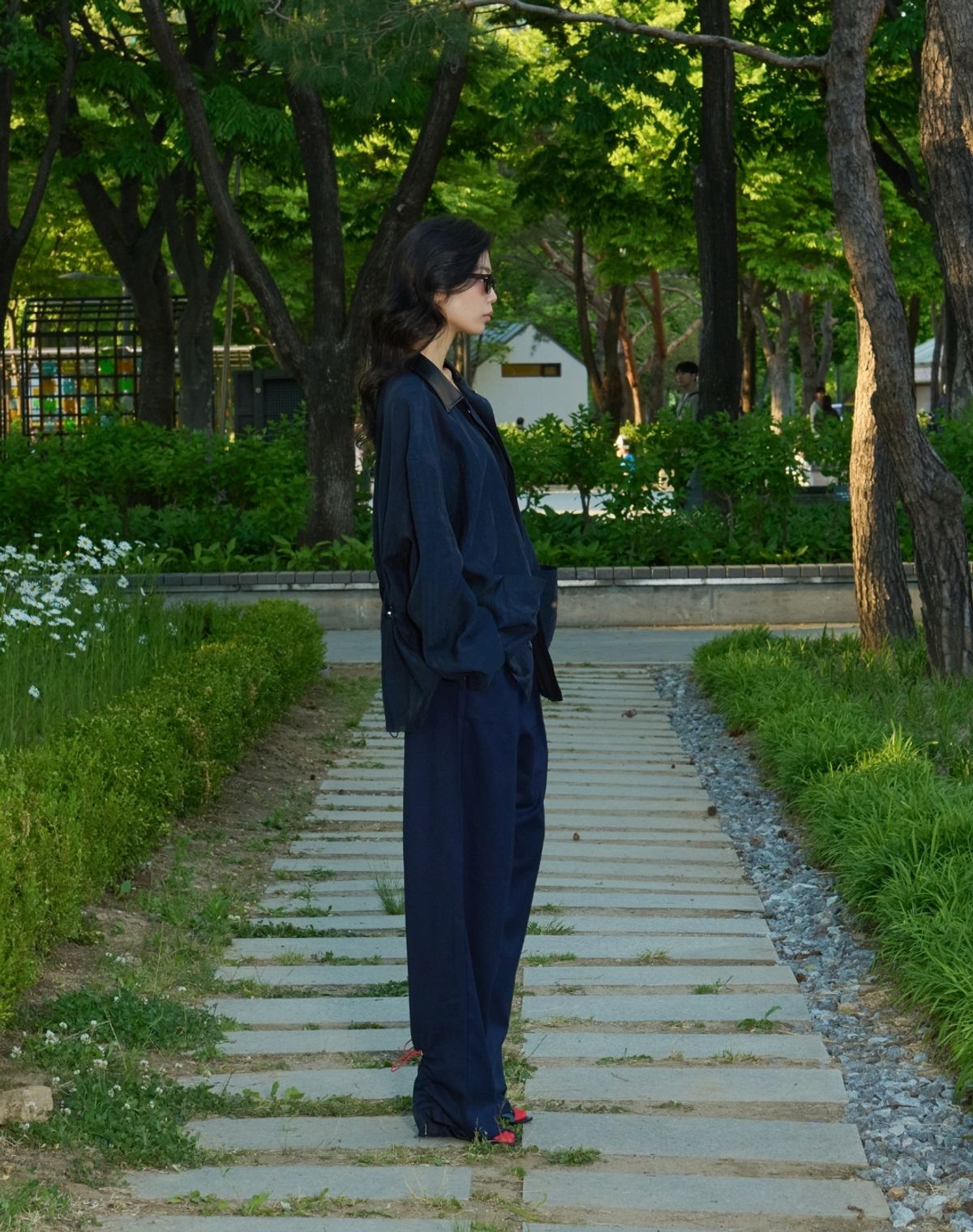 오디너리피플(ORDINARY PEOPLE) RE : LEATHER COLLAR FRENCH SHACKET [NAVY]