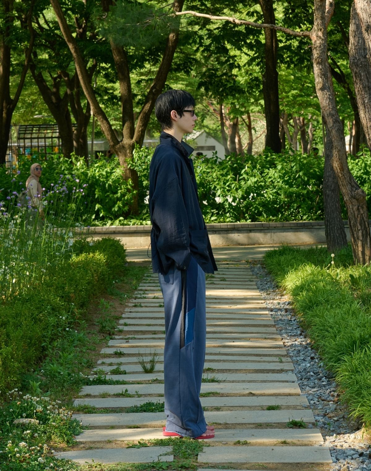 오디너리피플(ORDINARY PEOPLE) RE : LEATHER COLLAR FRENCH SHACKET [NAVY]