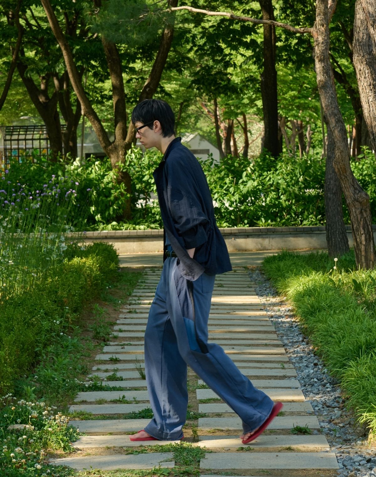 오디너리피플(ORDINARY PEOPLE) RE : LEATHER COLLAR FRENCH SHACKET [NAVY]