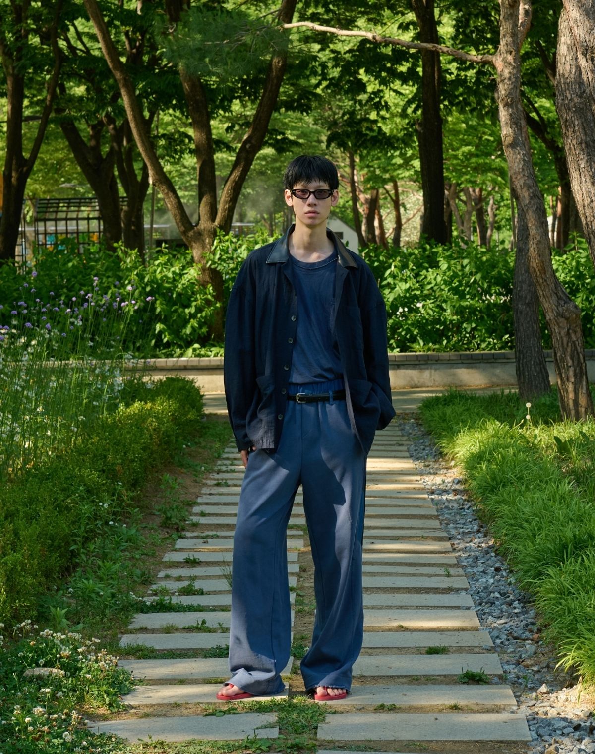 오디너리피플(ORDINARY PEOPLE) RE : LEATHER COLLAR FRENCH SHACKET [NAVY]
