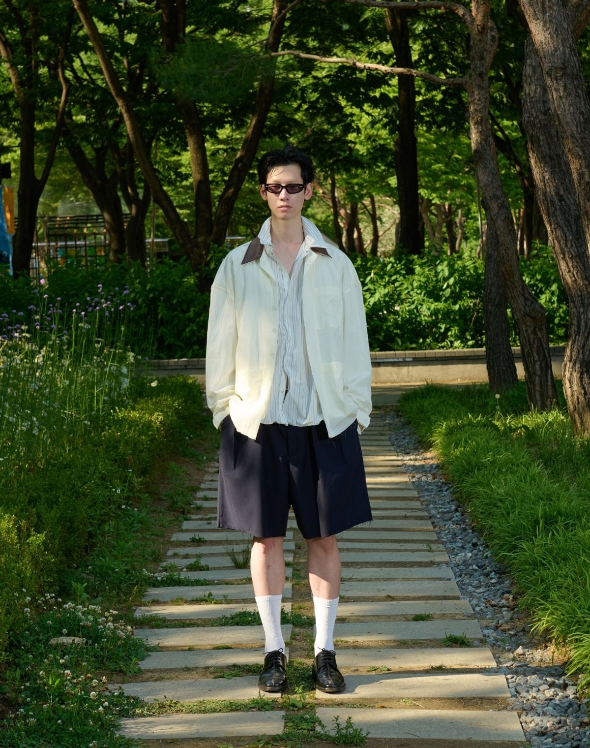 오디너리피플(ORDINARY PEOPLE) RE : LEATHER COLLAR FRENCH SHACKET [WHITE]