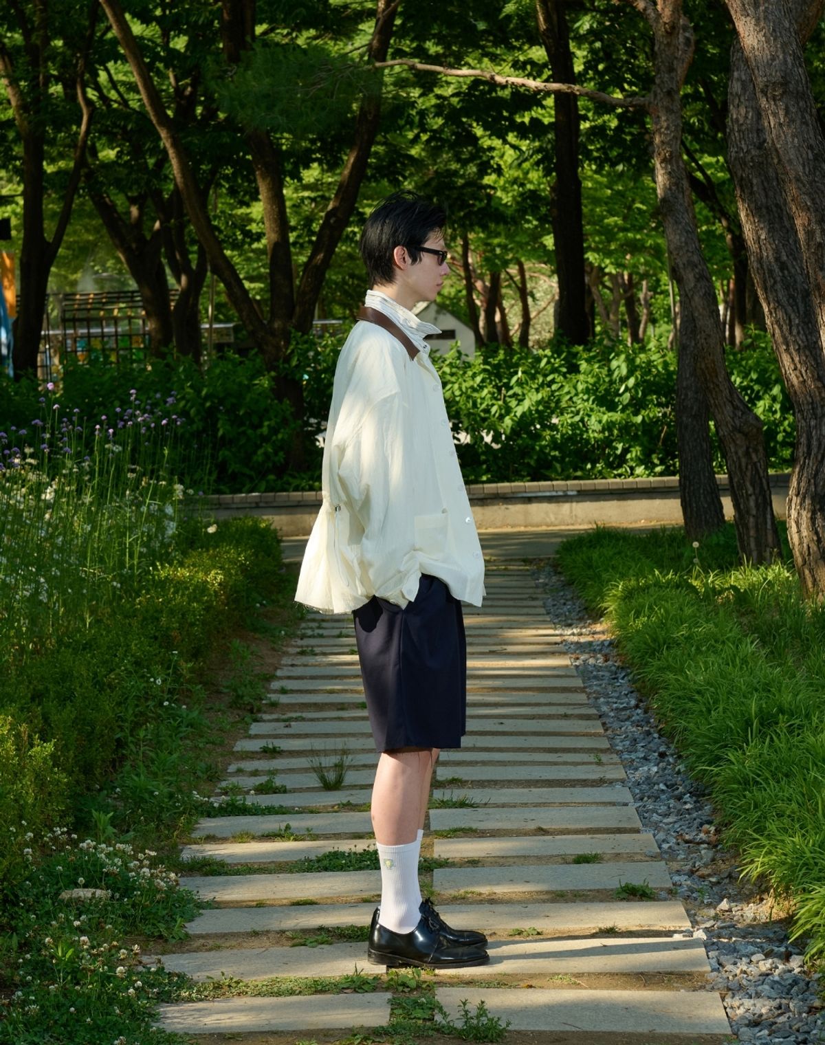 오디너리피플(ORDINARY PEOPLE) RE : LEATHER COLLAR FRENCH SHACKET [WHITE]