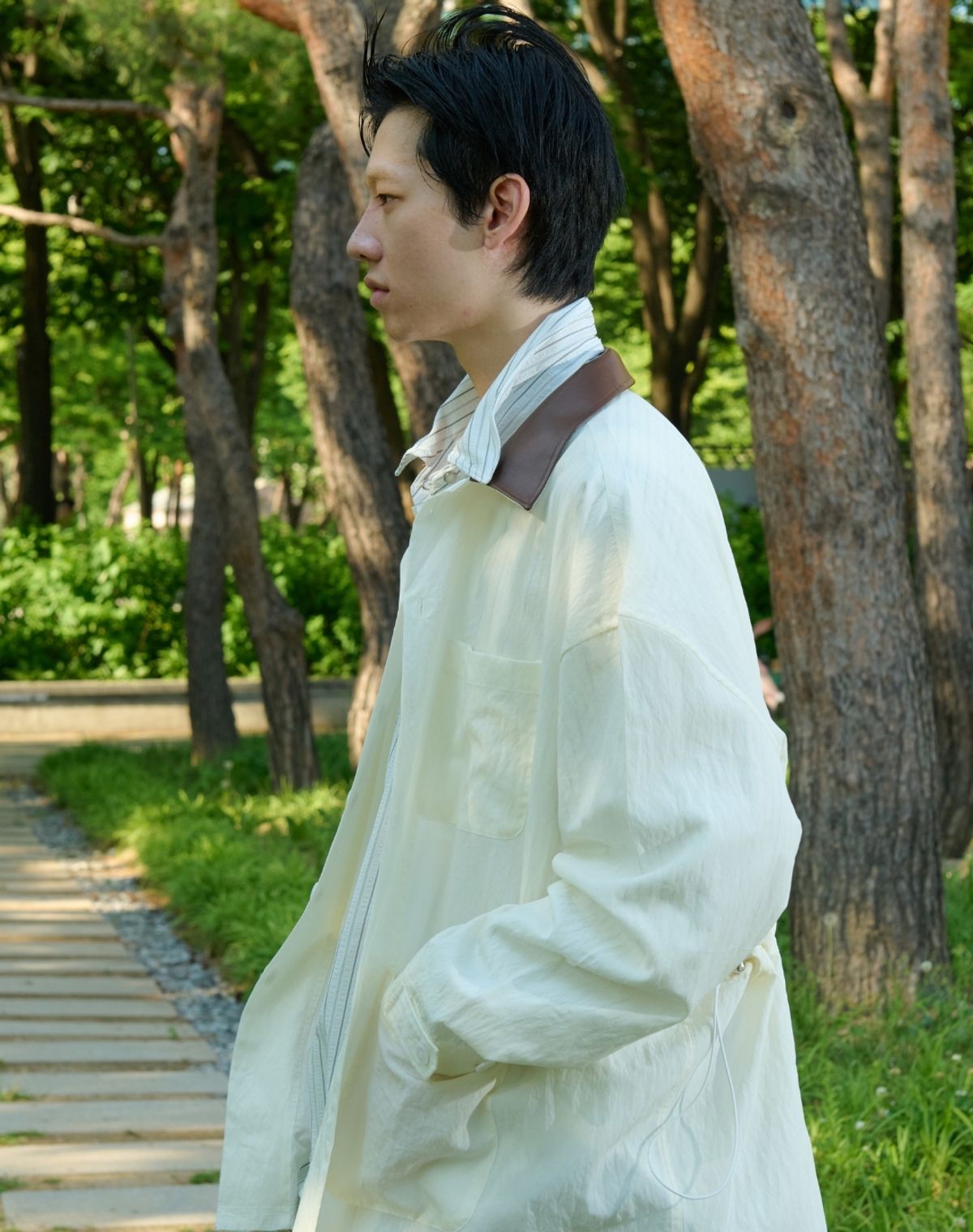 오디너리피플(ORDINARY PEOPLE) RE : LEATHER COLLAR FRENCH SHACKET [WHITE]