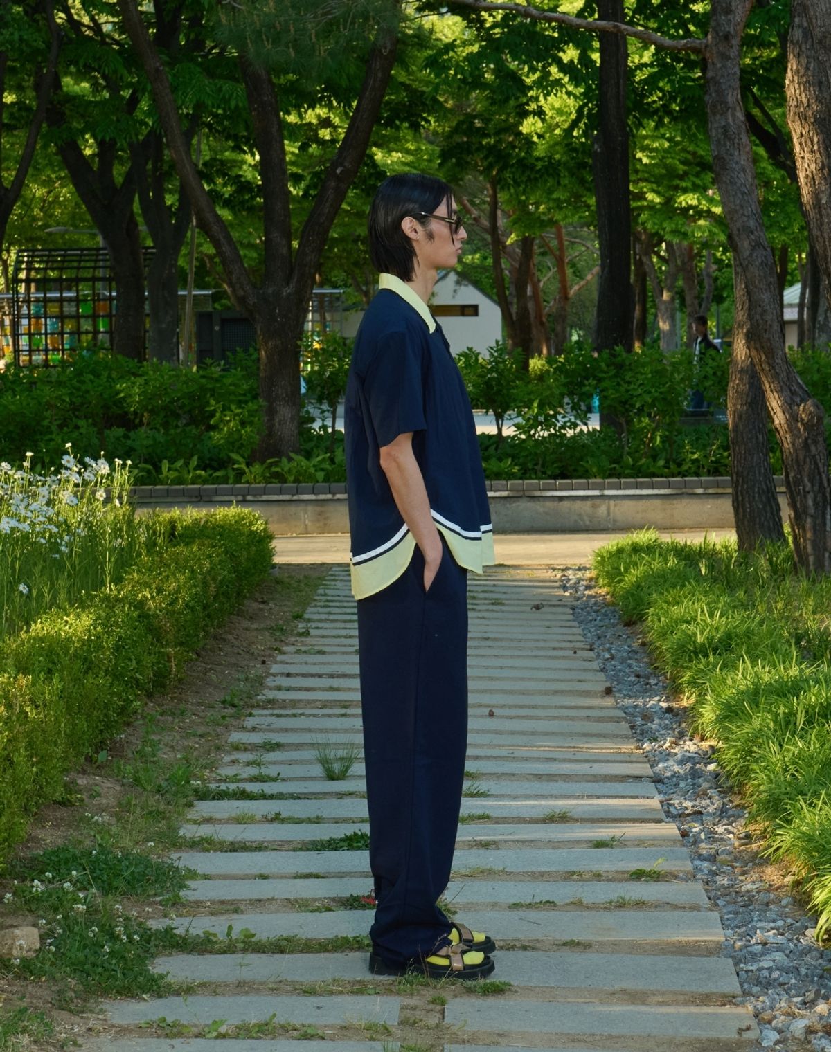 오디너리피플(ORDINARY PEOPLE) RE : Triple Tone Resort Shirt [NAVY]
