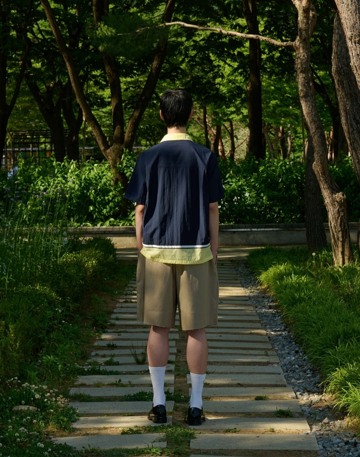 오디너리피플(ORDINARY PEOPLE) RE : Triple Tone Resort Shirt [NAVY]