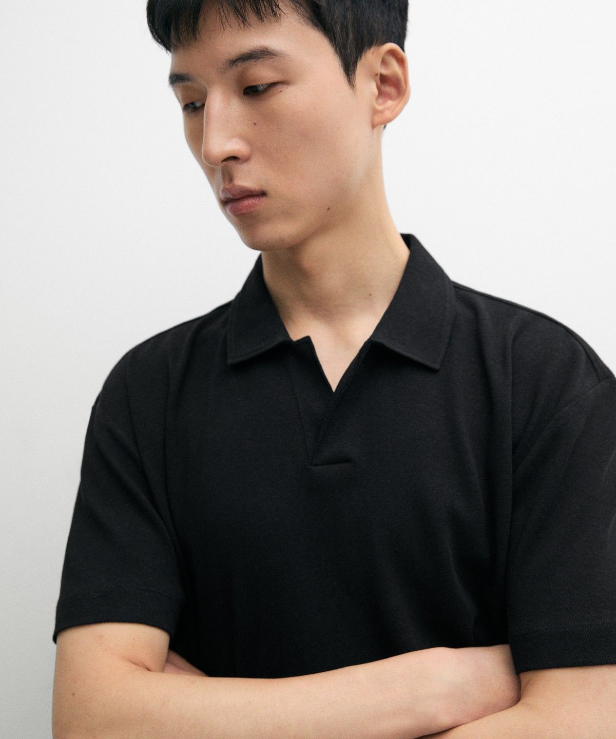 마시모두띠(MASSIMO DUTTI) 린넨 코튼 반팔 폴로셔츠
