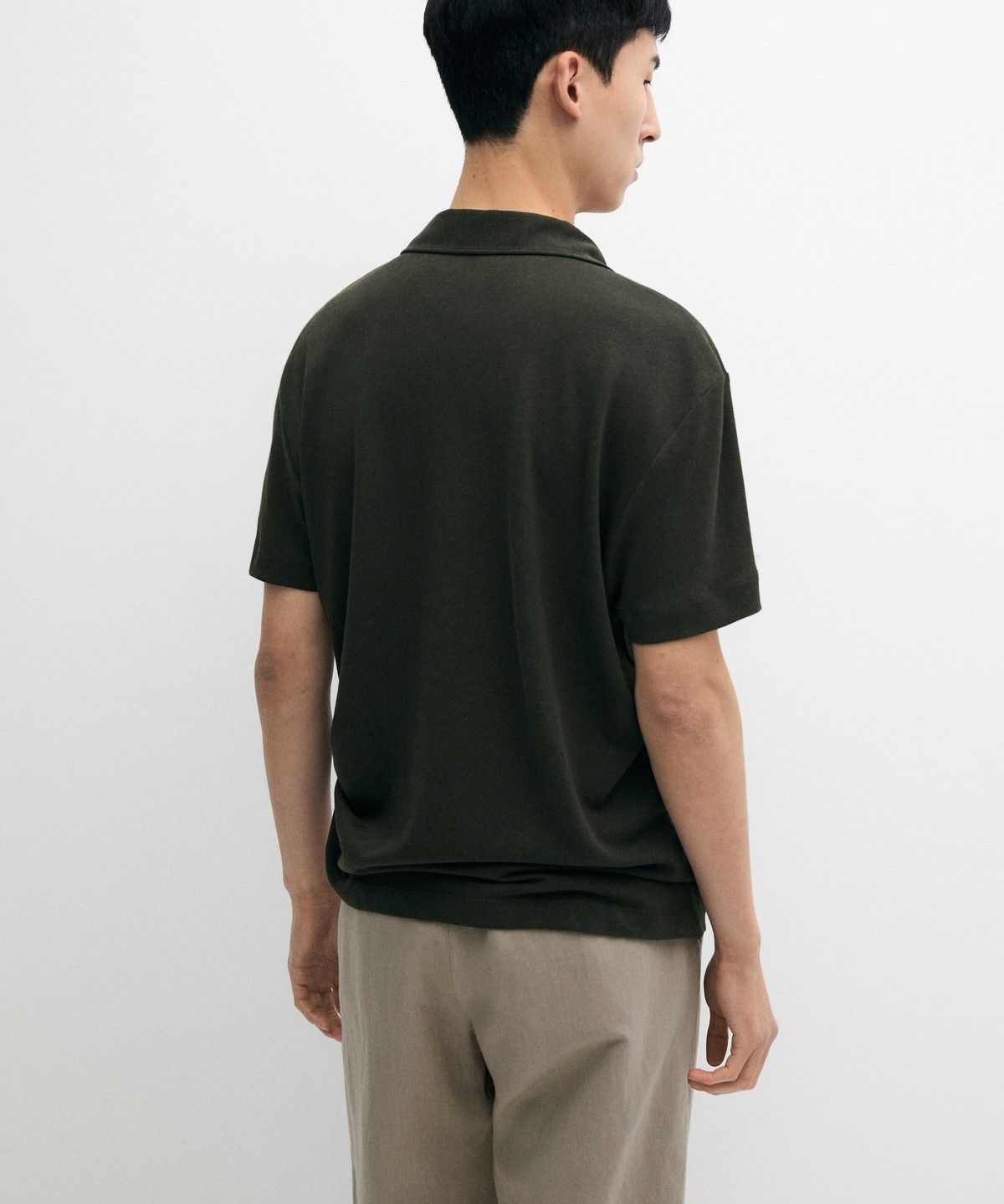 마시모두띠(MASSIMO DUTTI) 린넨 코튼 반팔 폴로셔츠