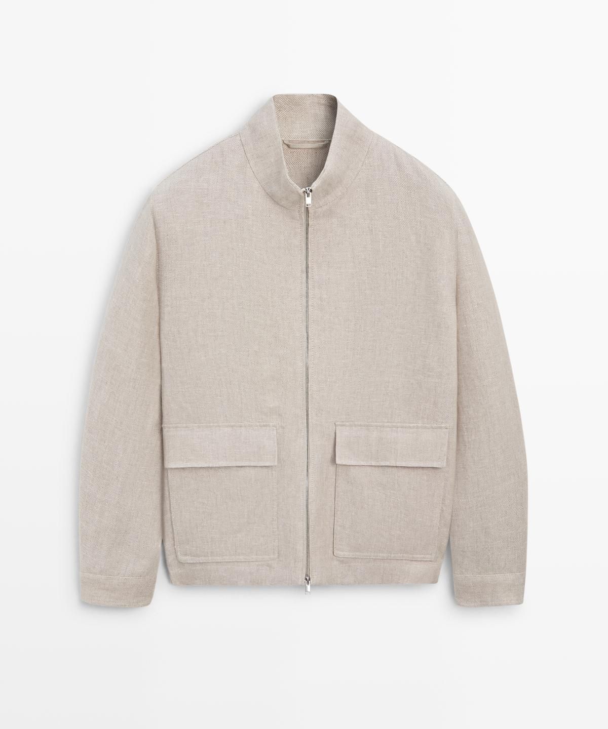 마시모두띠(MASSIMO DUTTI) 100% 린넨 토탈 룩 포켓 재킷