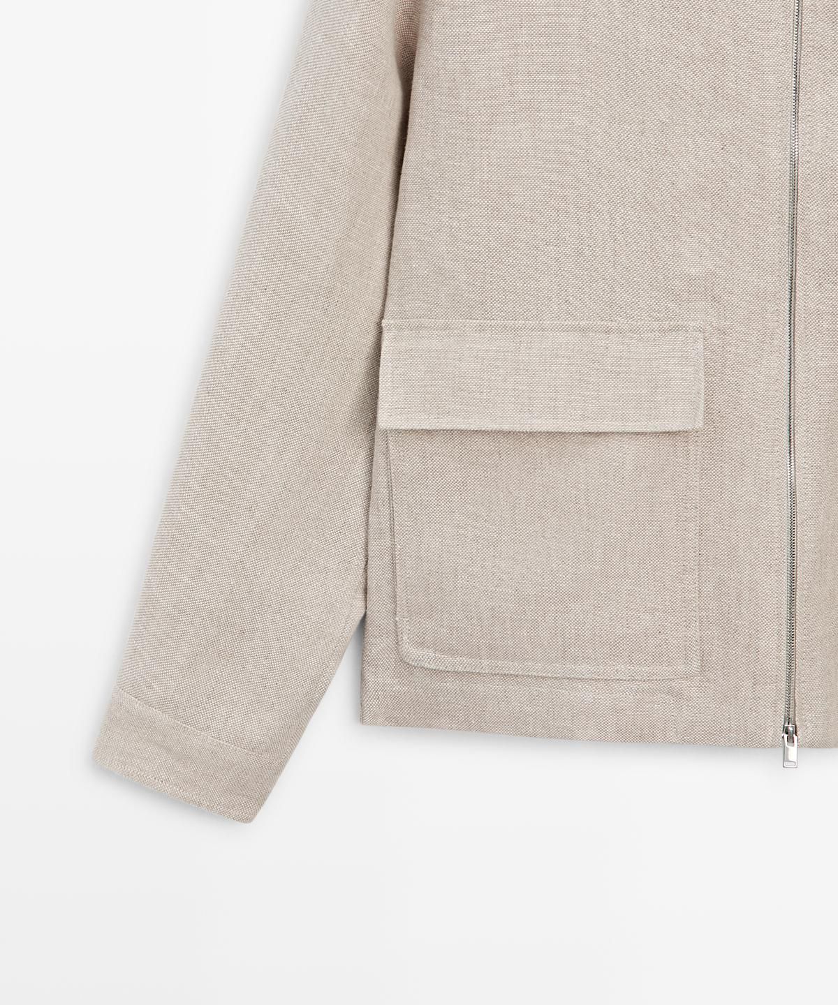 마시모두띠(MASSIMO DUTTI) 100% 린넨 토탈 룩 포켓 재킷