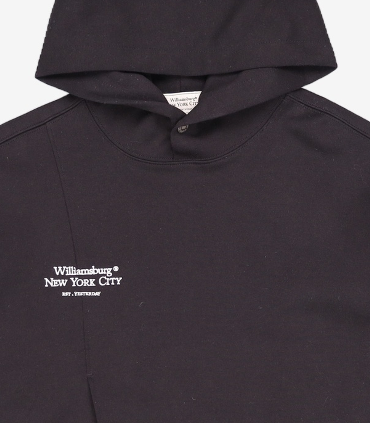 윌리엄스버그 뉴욕시티(WILLIAMSBURG NEWYORK CITY) [Essential] Classic Logo Cutting Hoodie_Black M