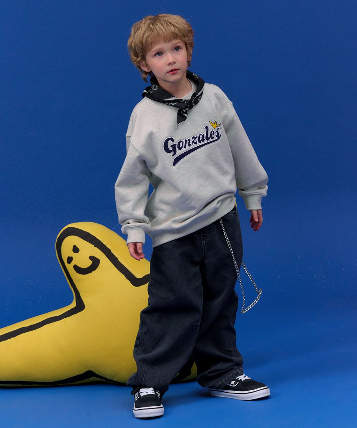 마크곤잘레스 키즈(MARK GONZALES KIDS) 곤잘레스 아플리케 맨투맨_오트밀_MG53TM06OT
