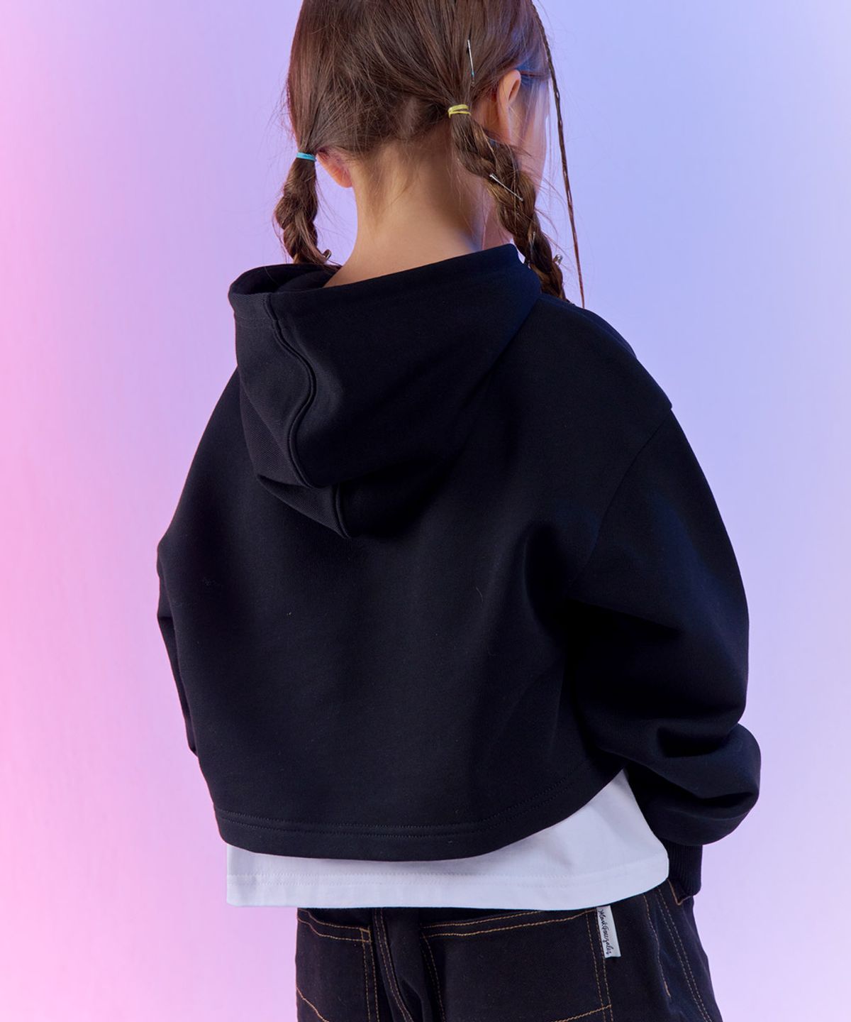 마크곤잘레스 키즈(MARK GONZALES KIDS) 엔젤 레이어드 후드 티셔츠_블랙_MG61TH51BK