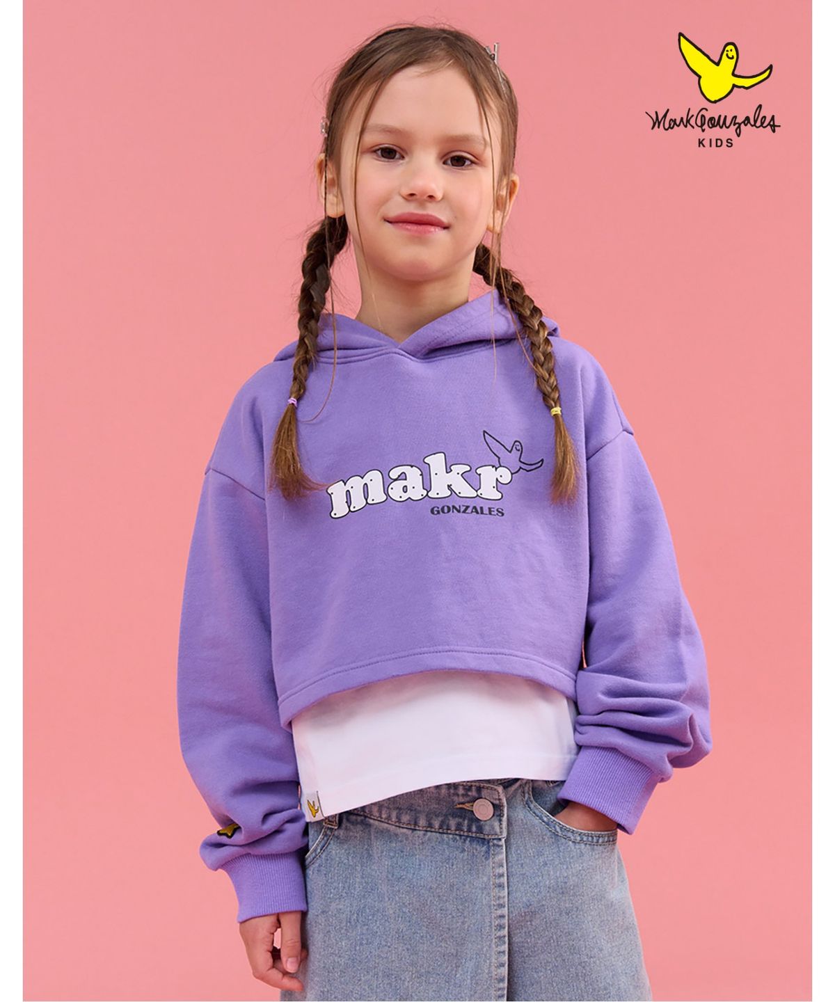 마크곤잘레스 키즈(MARK GONZALES KIDS) 엔젤 레이어드 후드 티셔츠_라벤더_MG61TH51LV