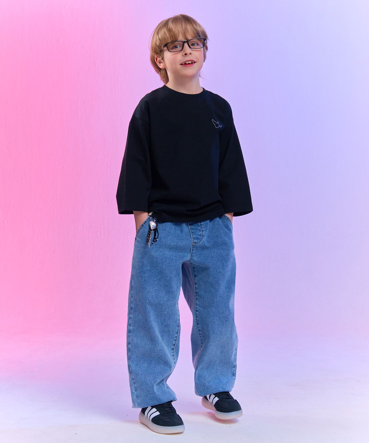 마크곤잘레스 키즈(MARK GONZALES KIDS) 엔젤 오리지널 7부 슬리브 티셔츠_블랙_MG61TL02BK