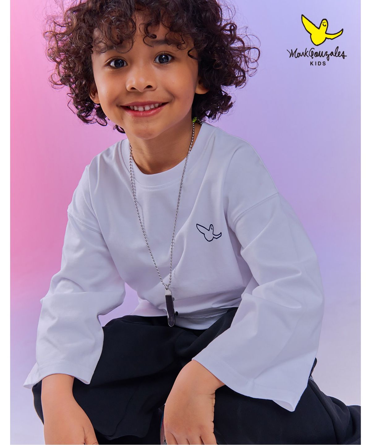 마크곤잘레스 키즈(MARK GONZALES KIDS) 엔젤 오리지널 7부 슬리브 티셔츠_화이트_MG61TL02WH