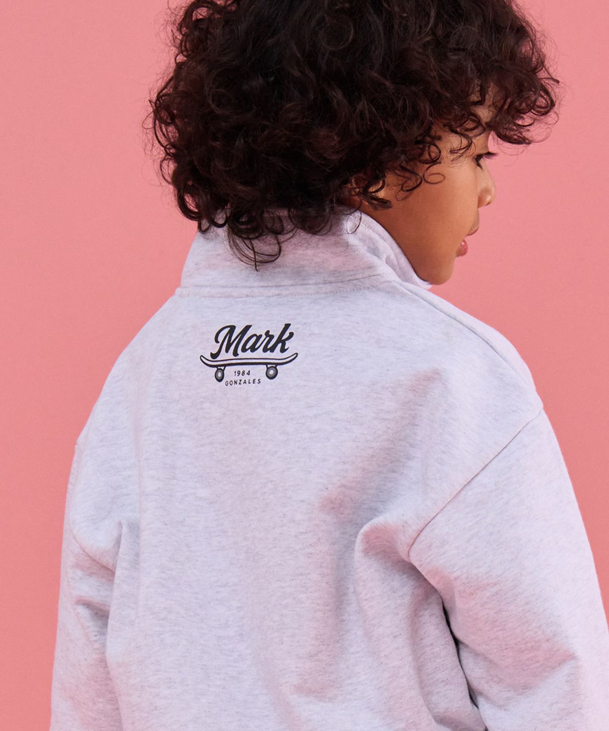마크곤잘레스 키즈(MARK GONZALES KIDS) 엔젤 브루클린 반집업 맨투맨_화이트멜란지_MG61TM04WM