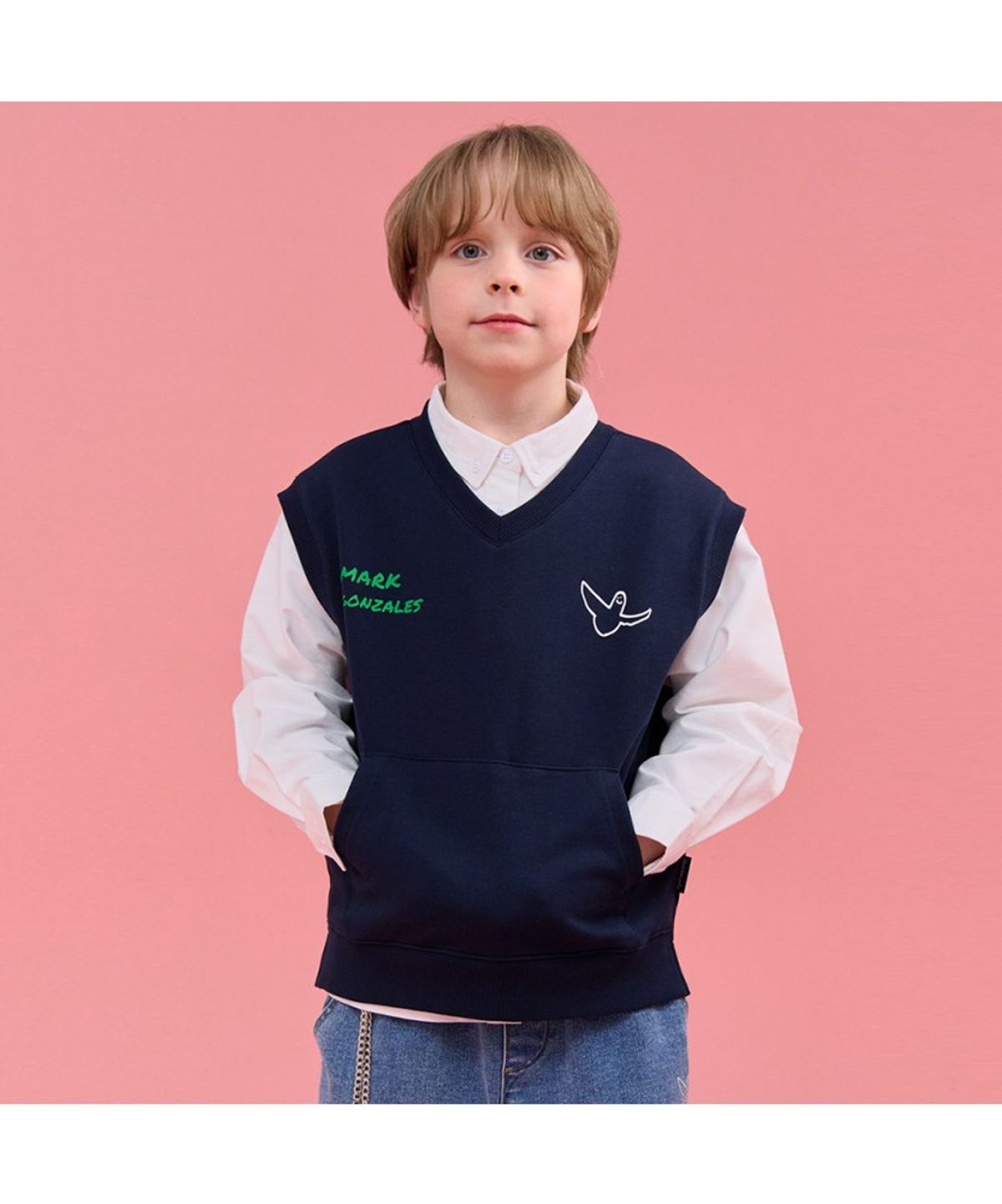 마크곤잘레스 키즈(MARK GONZALES KIDS) 엔젤 포켓 베스트_네이비_MG61VT01NA
