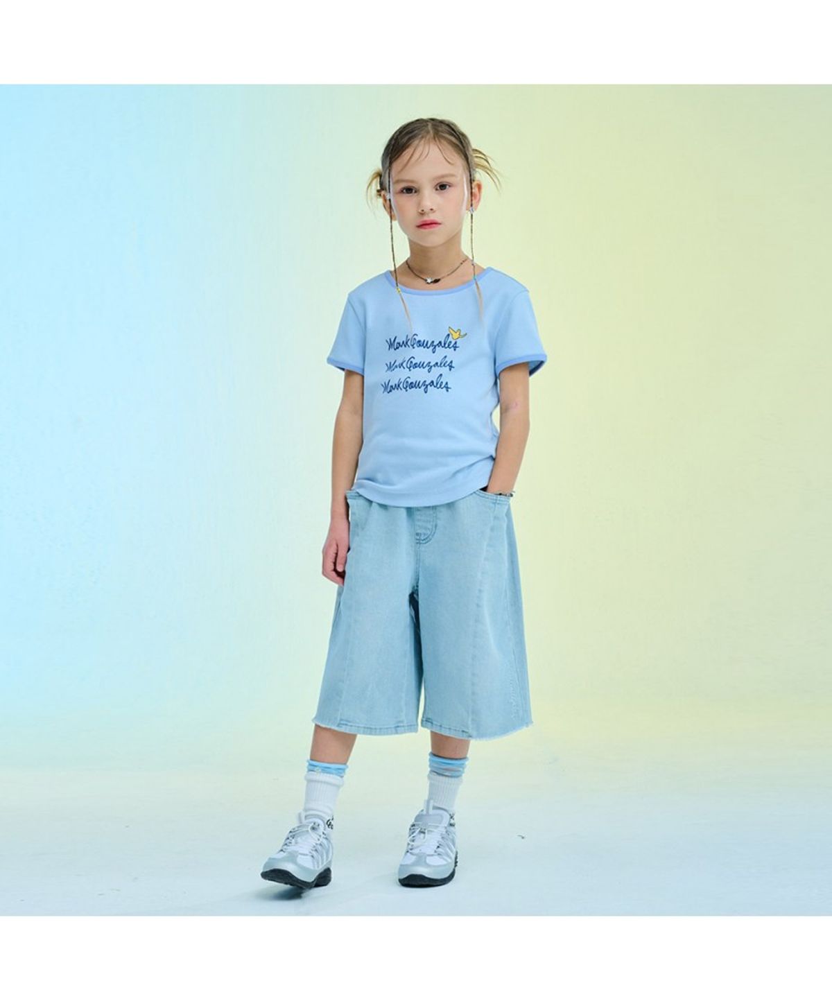 마크곤잘레스 키즈(MARK GONZALES KIDS) 엔젤 절개 데님팬츠_라이트블루_MG62HD03LB