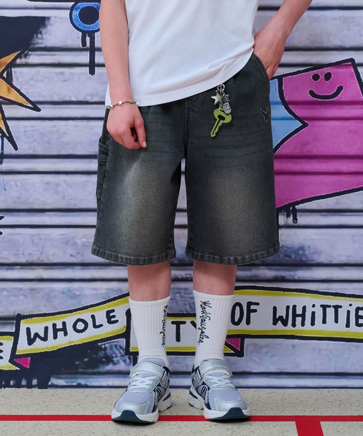 마크곤잘레스 키즈(MARK GONZALES KIDS) 엔젤 버뮤다 데님팬츠_블랙_MG62HD06BK
