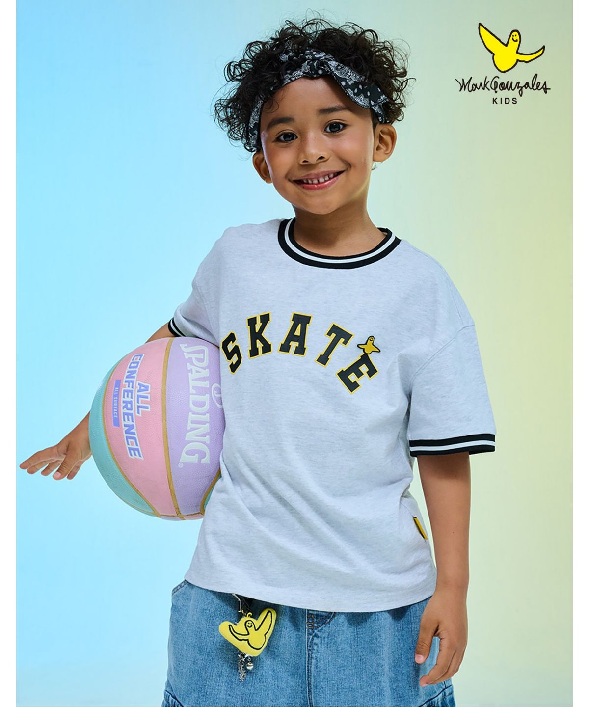 마크곤잘레스 키즈(MARK GONZALES KIDS) 배색 립 엔젤 반팔티셔츠_멜란지그레이_MG62TS07MG