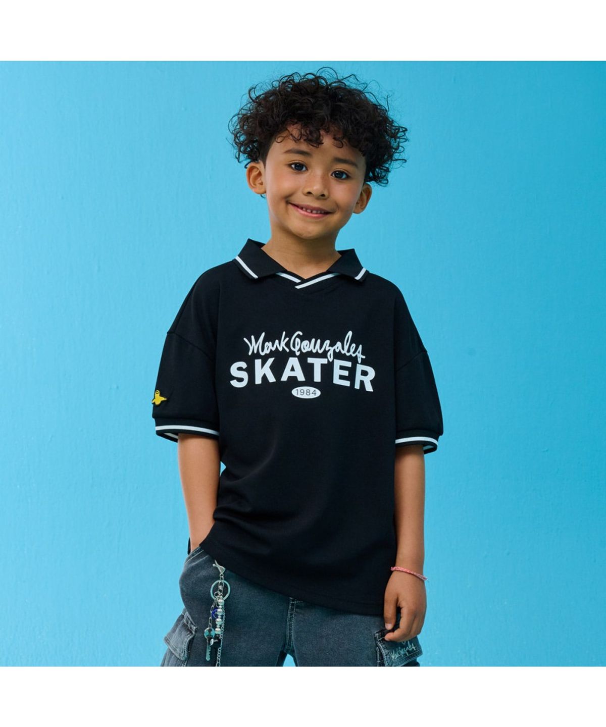마크곤잘레스 키즈(MARK GONZALES KIDS) 마크 스포티 카라 티셔츠_블랙_MG62TP01BK