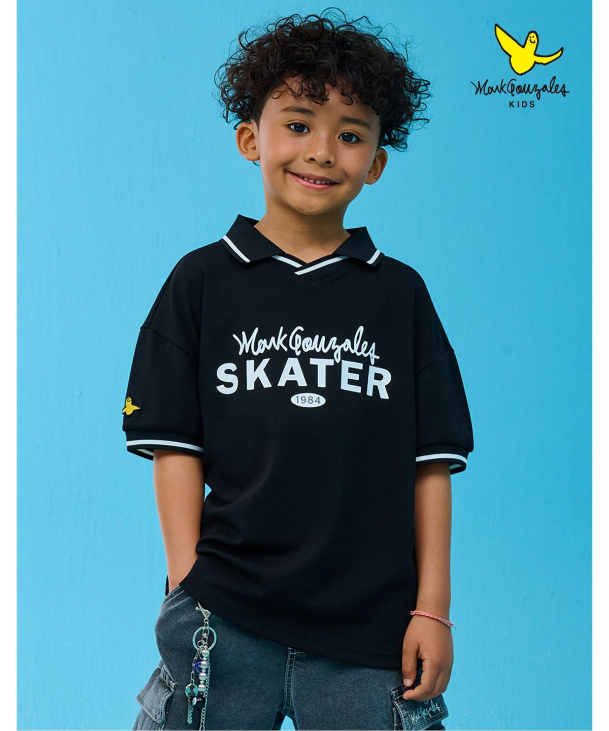 마크곤잘레스 키즈(MARK GONZALES KIDS) 마크 스포티 카라 티셔츠_블랙_MG62TP01BK