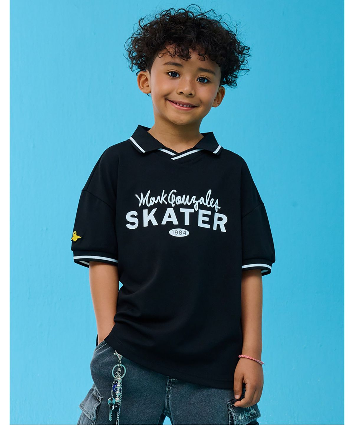 마크곤잘레스 키즈(MARK GONZALES KIDS) 마크 스포티 카라 티셔츠_블랙_MG62TP01BK