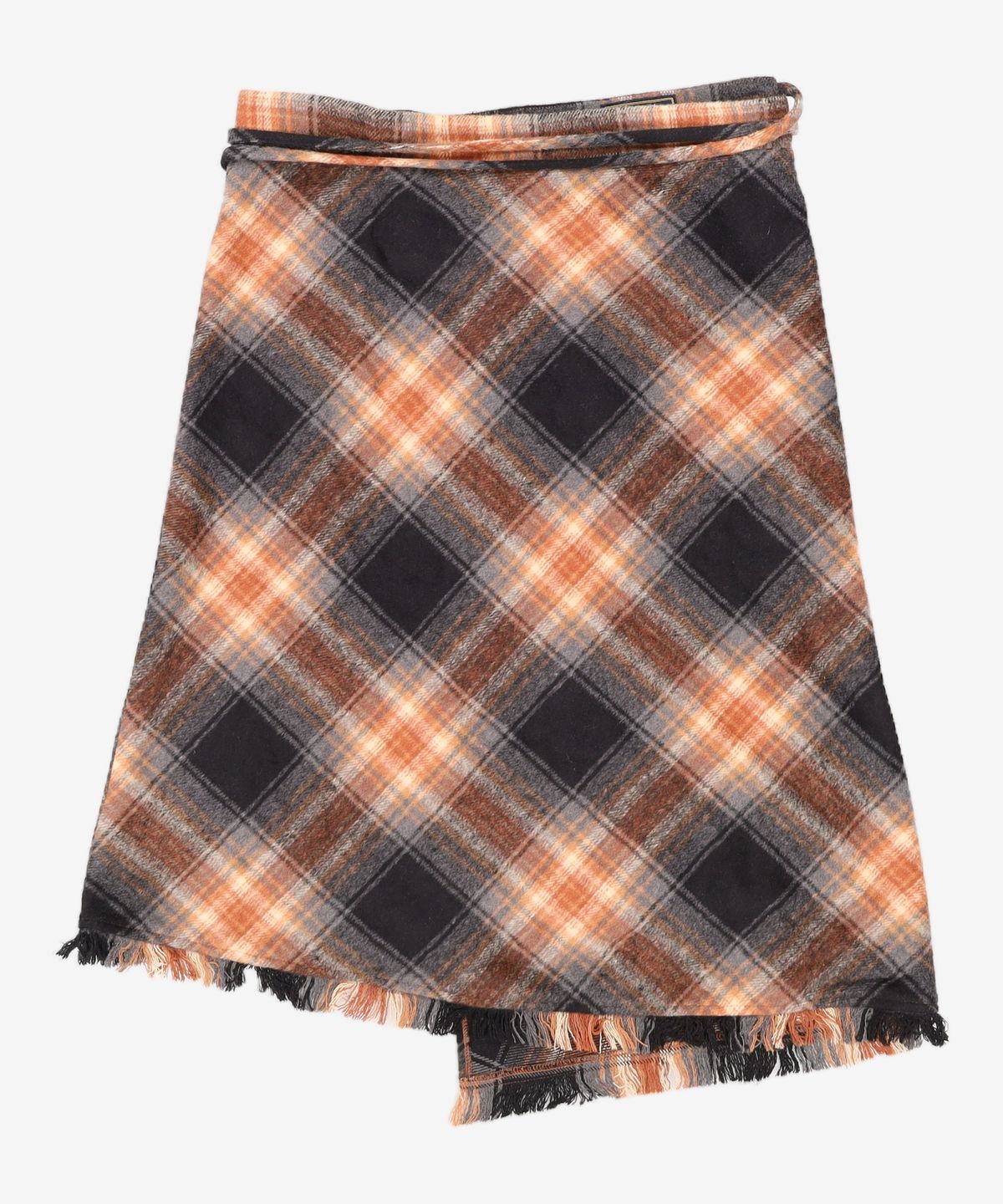 오아이오아이 컬렉션(OIOI COLLECTION) CHECK FRINGE SKIRT [CHARCOAL] FREE