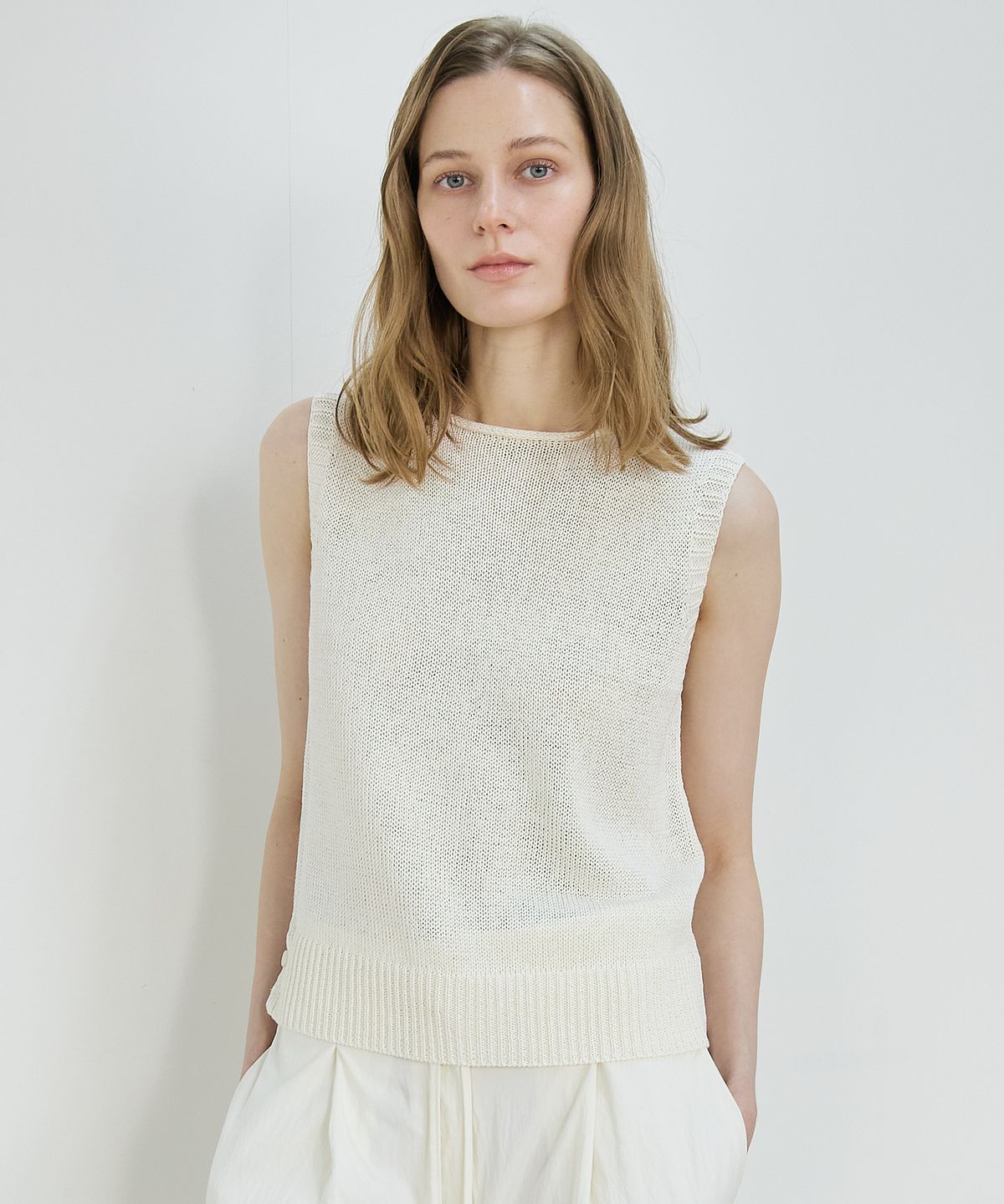 누토프(NUTOFFE) Weave Sleeveless Knit_Ivory