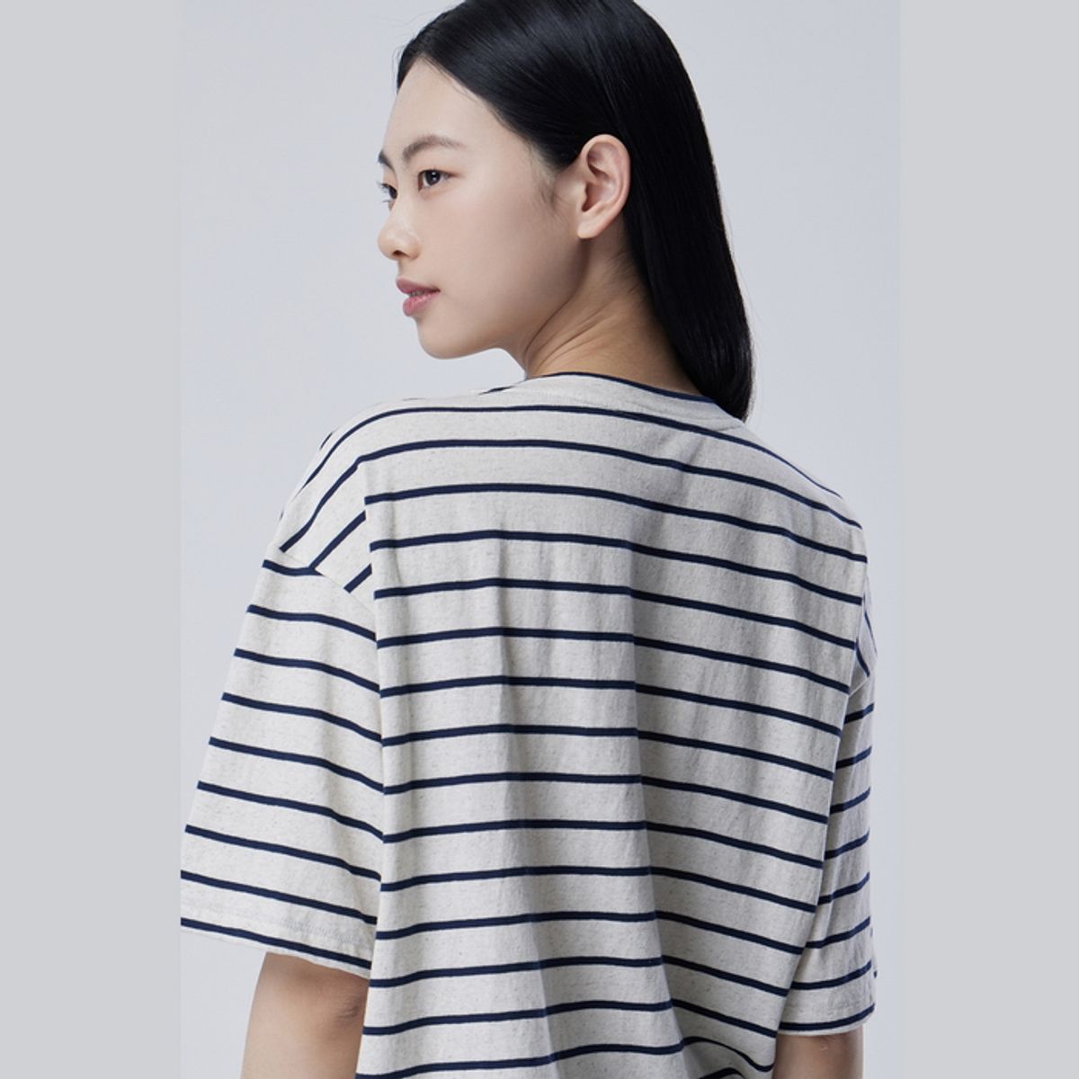 베네통(BENETTON) 프린팅 스트라이프 반팔 티셔츠_BATS99631NY