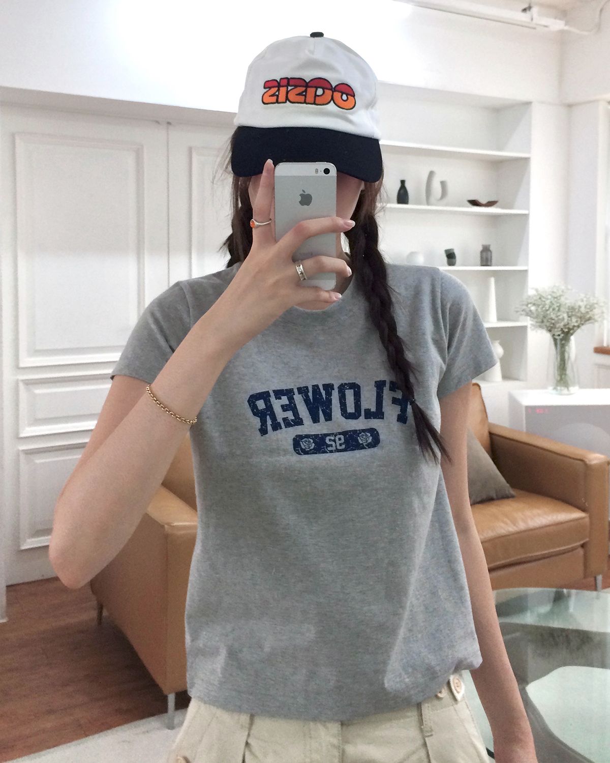해비즘(HAVISM) FLOWER S/S TEE(GREY)