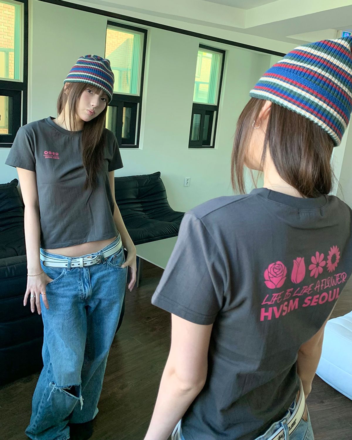 해비즘(HAVISM) NAME CARD S/S TEE(CHARCOAL)