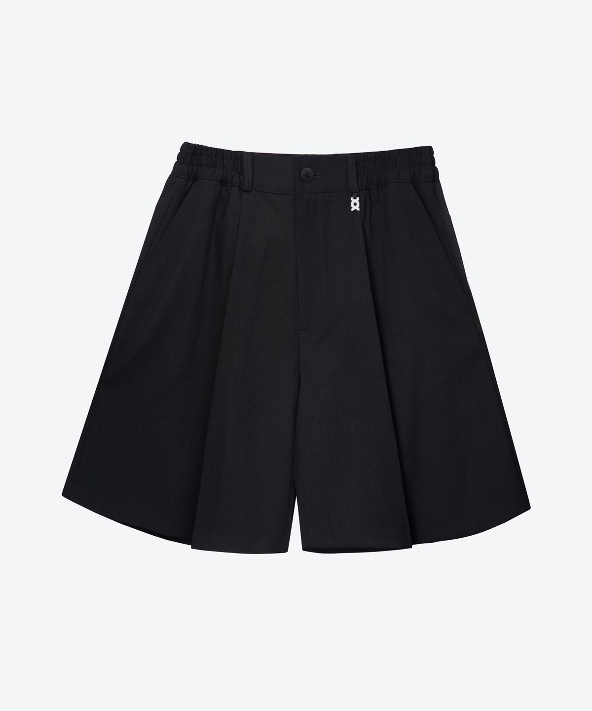 언티지(UNTAGE) 울 플리츠 와이드 벨트 반바지[Black(UNISEX)]_UTP-SP03