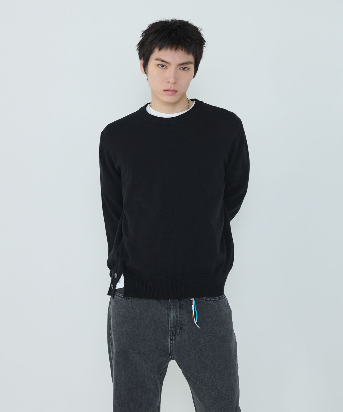 더씽인데어데어(THE THING IN THEIR THERE) Composed Slit Knit Black