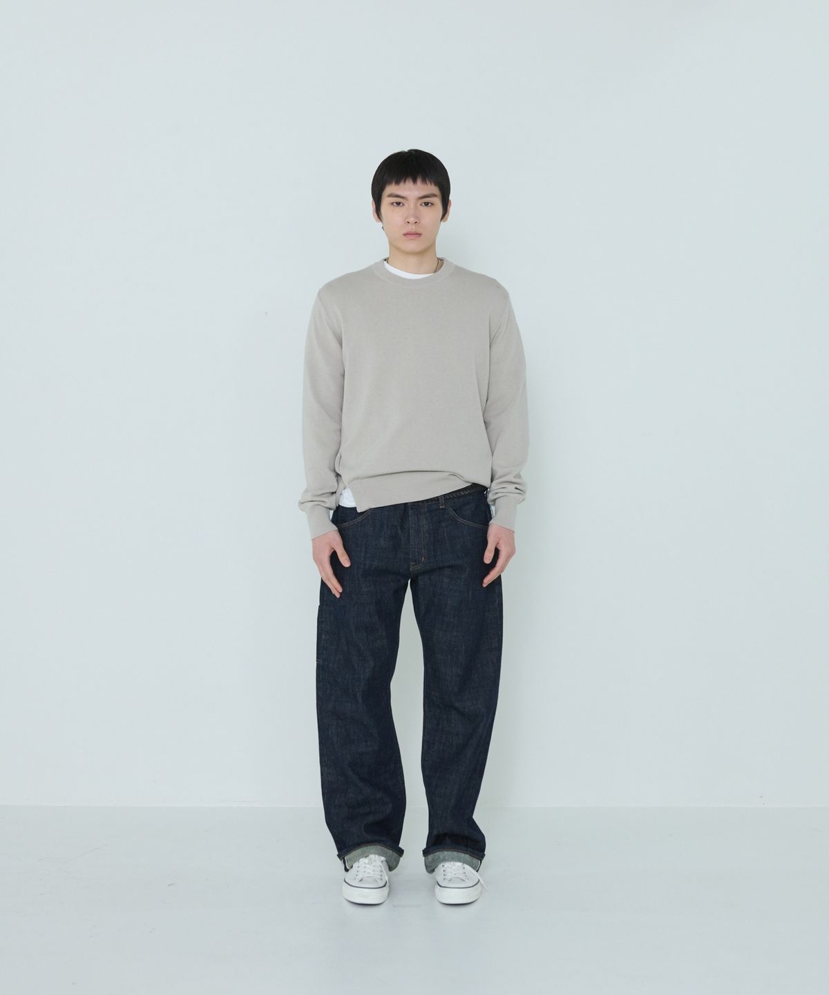 더씽인데어데어(THE THING IN THEIR THERE) Composed Slit Knit Sand